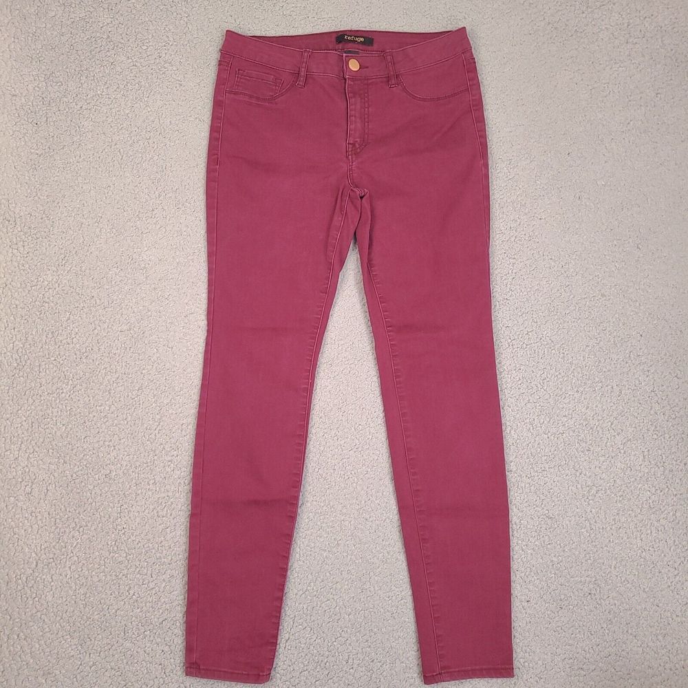 Refuge Skinny Leg Jeans‎ Women's Size 6 Burgundy Red Stretch Mid Rise